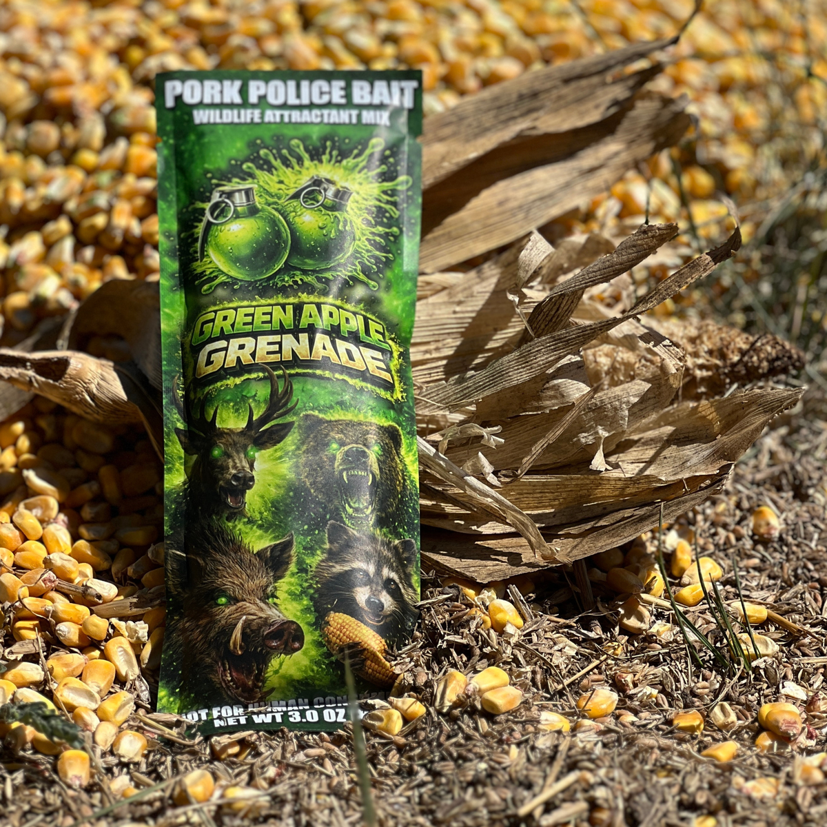Green Apple Grenade Wildlife Attractant Mix | 15-Pack Bulk Box - Pork Police Bait