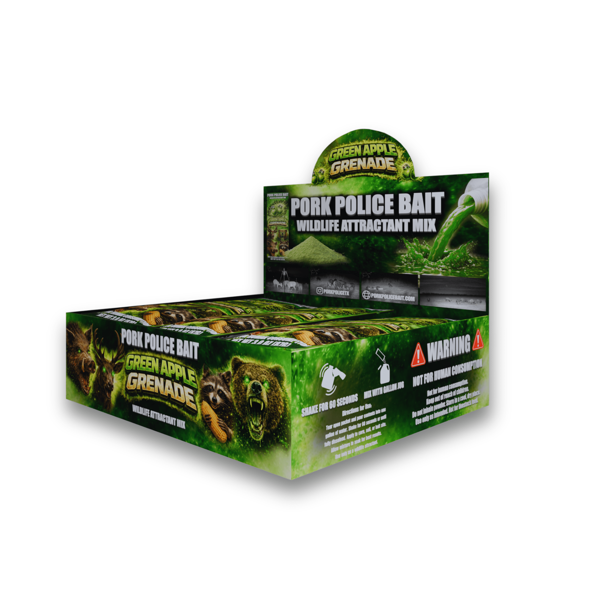 Green Apple Grenade Wildlife Attractant Mix | 15-Pack Bulk Box - Pork Police Bait